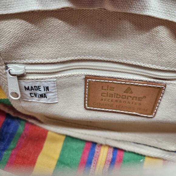 VTG 80s Liz Claiborne Multicolor Striped Shoulder Crossbody Bag Purse - Picture 9 of 11
